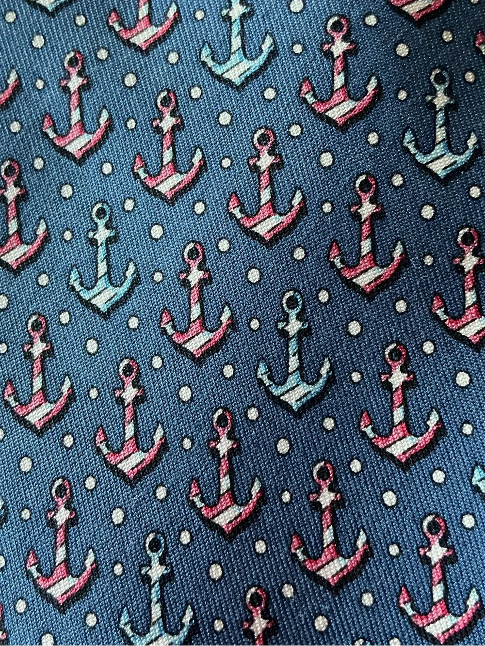NWT VINEYARD VINES MENS 100% SILK TIE Navy ANCHOR CANDY CANE MADE IN USA. Preppy - Picture 8 of 8